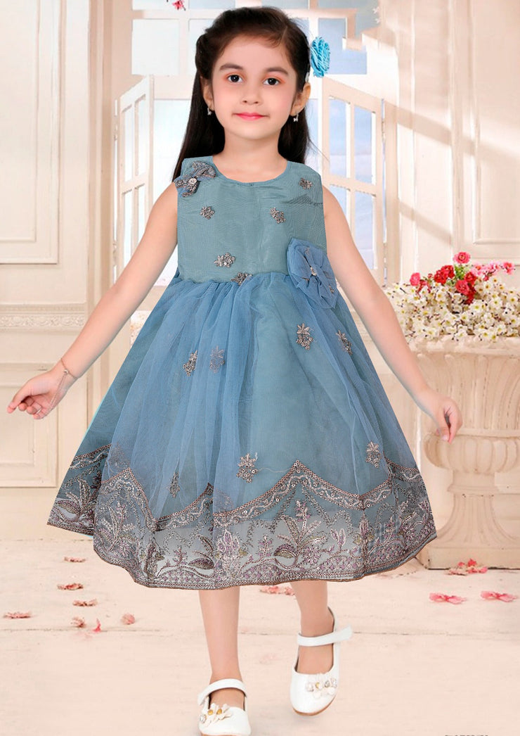 Baby Girl Frock - Net Embroidered Silk - BGF13