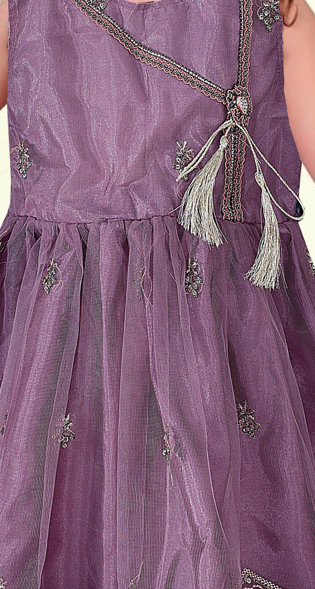 Baby Girl Frock - Net Embroidered Silk - 2pcs - BGF15
