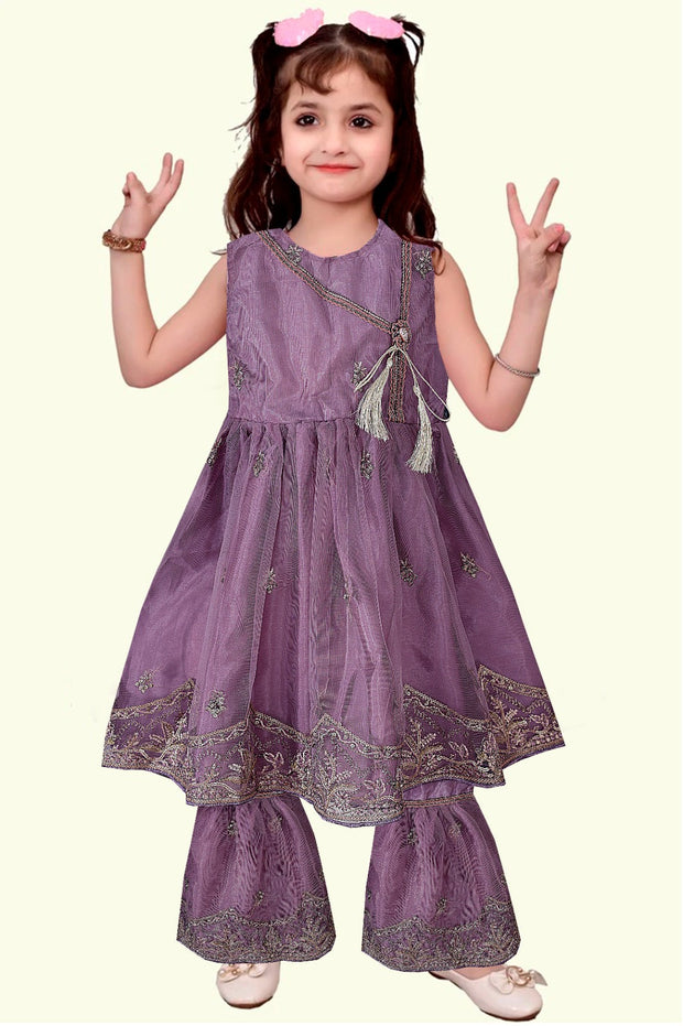 Baby Girl Frock - Net Embroidered Silk - 2pcs - BGF15