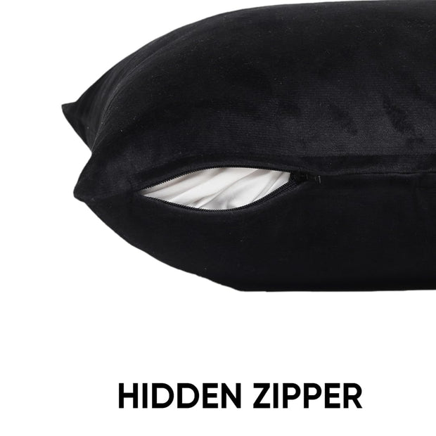 Velvez Soft Velvet Cushion Cover Set - 2pcs -Black - VCC02