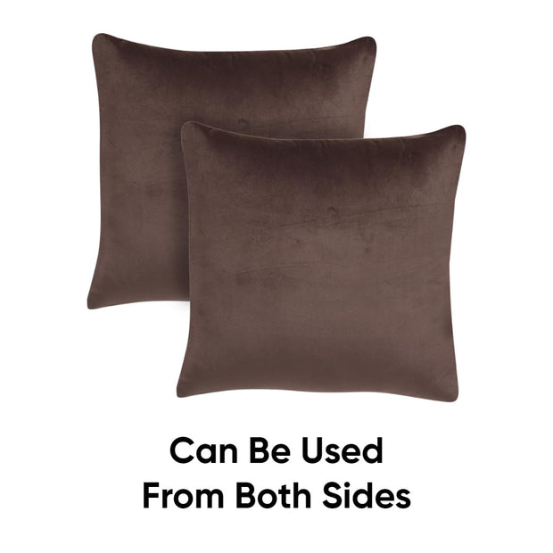 Velvez Soft Velvet Cushion Cover Set - 2pcs - Brown - VCC03