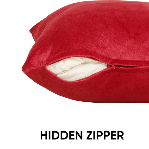 Velvez Soft Velvet Cushion Cover Set - 2pcs - Maroon- VCC04