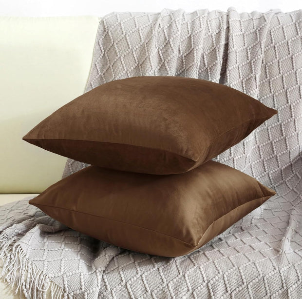 Velvez Soft Velvet Cushion Cover Set - 2pcs - Bistre - VCC07